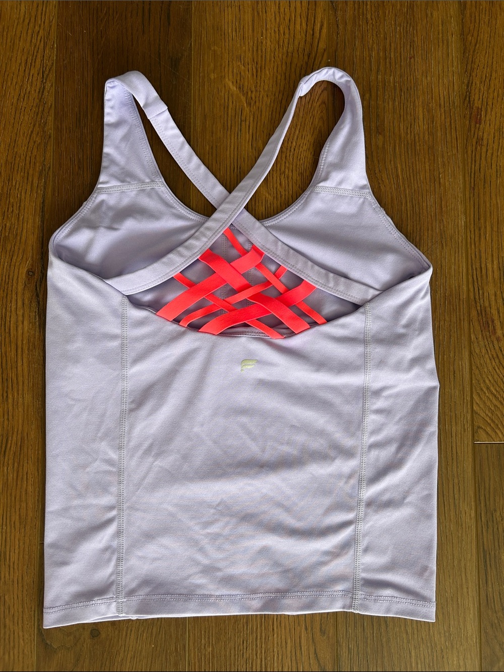 Fabletics Lavender Sports Tank with Neon Pink Lattice Back